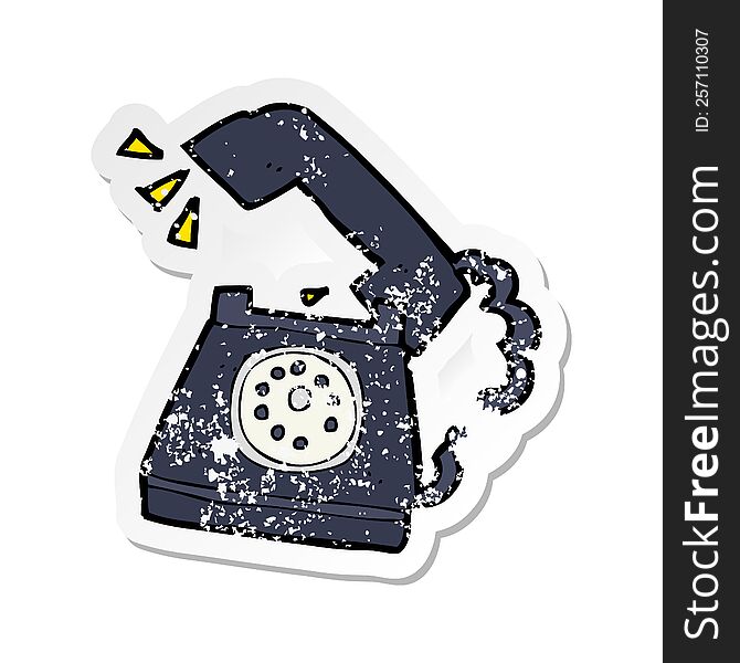 retro distressed sticker of a cartoon ringing telephone