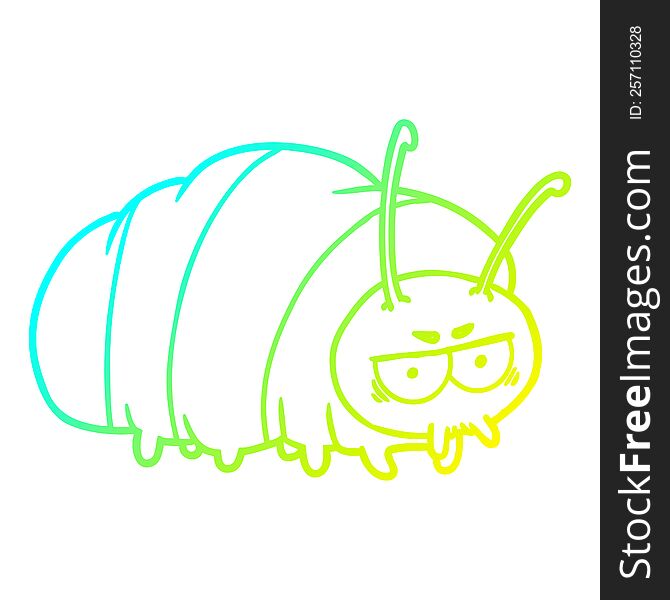cold gradient line drawing of a cartoon bug