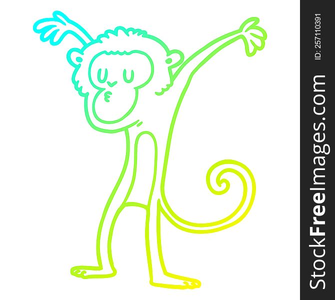 Cold Gradient Line Drawing Cartoon Monkey