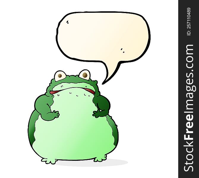 cartoon fat frog with speech bubble