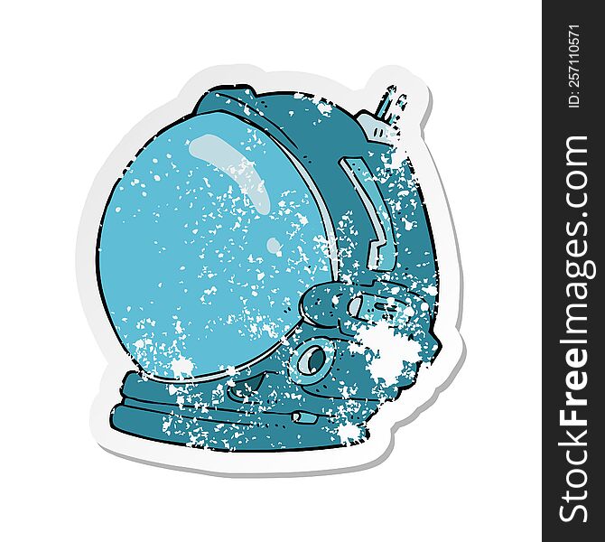 Retro Distressed Sticker Of A Cartoon Astronaut Helmet