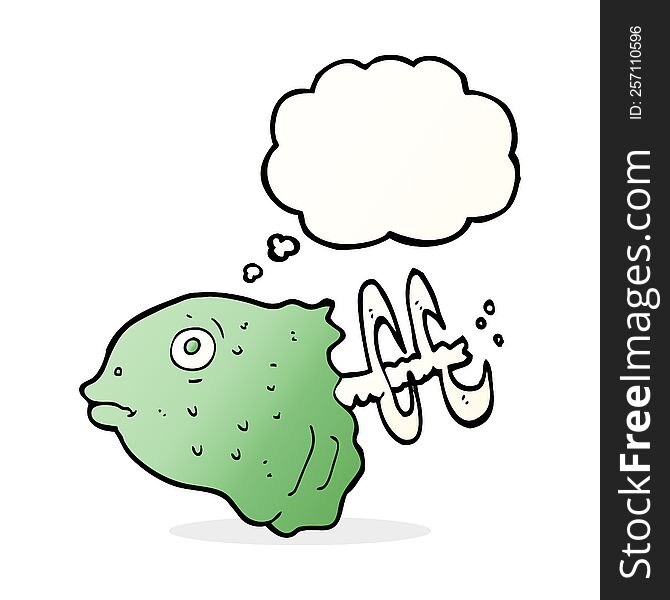 Cartoon Fish Head With Thought Bubble