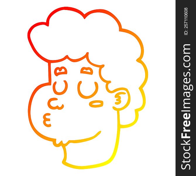 Warm Gradient Line Drawing Cartoon Male Face