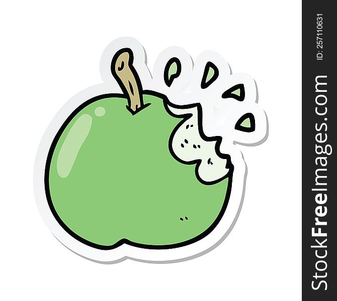 sticker of a cartoon bitten apple