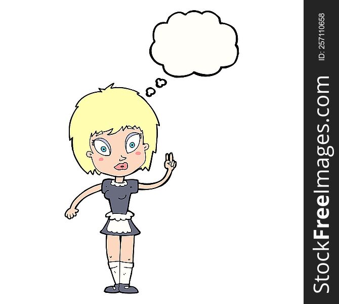 cartoon maid with thought bubble