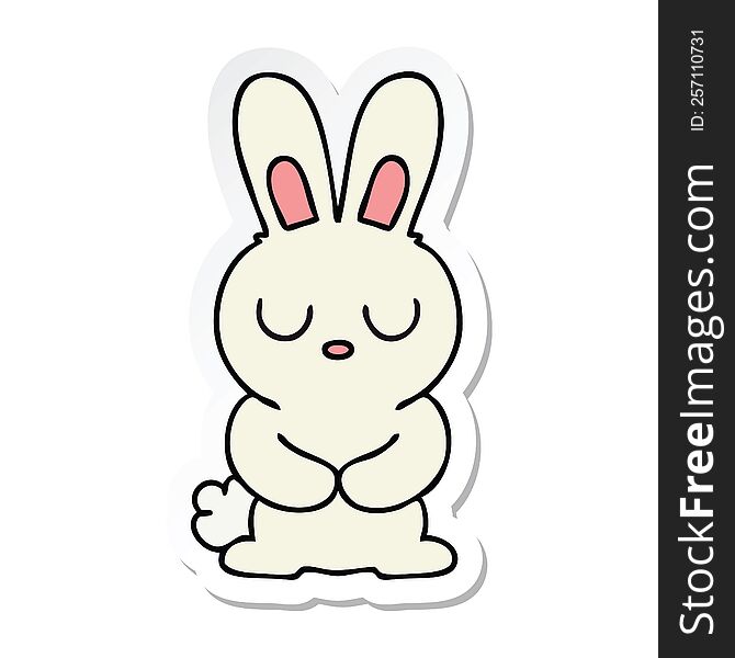 sticker of a quirky hand drawn cartoon rabbit