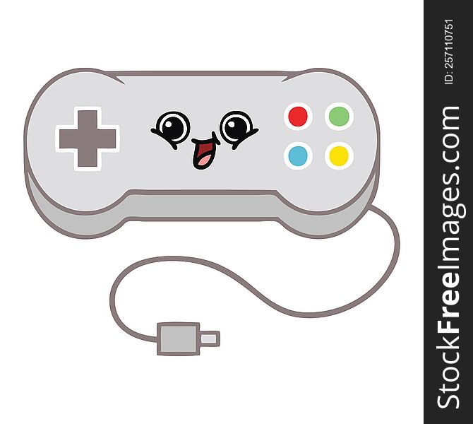 flat color retro cartoon of a game controller