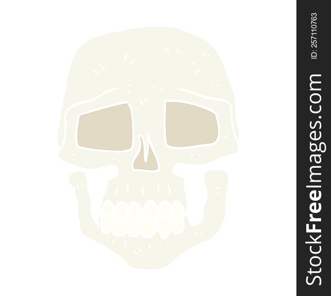 Flat Color Illustration Of A Cartoon Skull