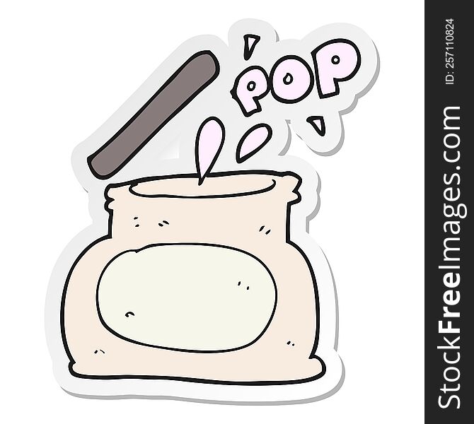 sticker of a cartoon popping jar