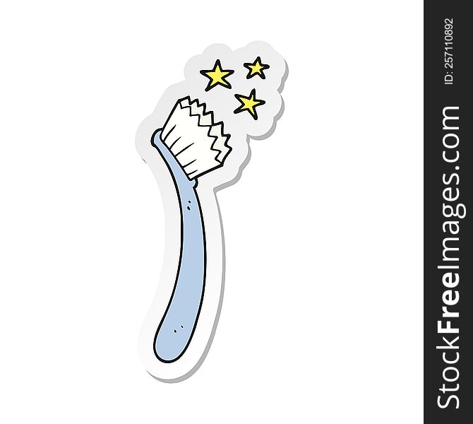 sticker of a cartoon tooth brush