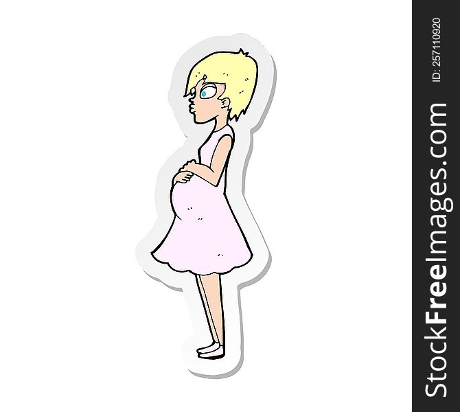 Sticker Of A Cartoon Pregnant Woman