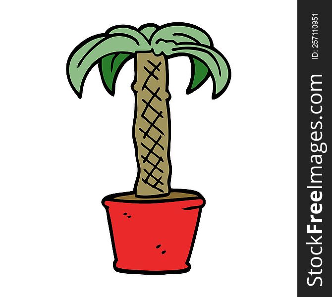 cartoon doodle potted plant