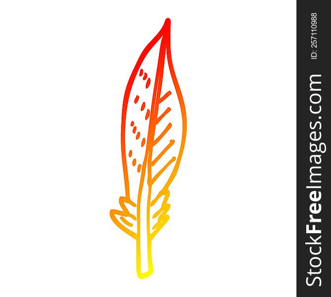 warm gradient line drawing of a cartoon golden feather