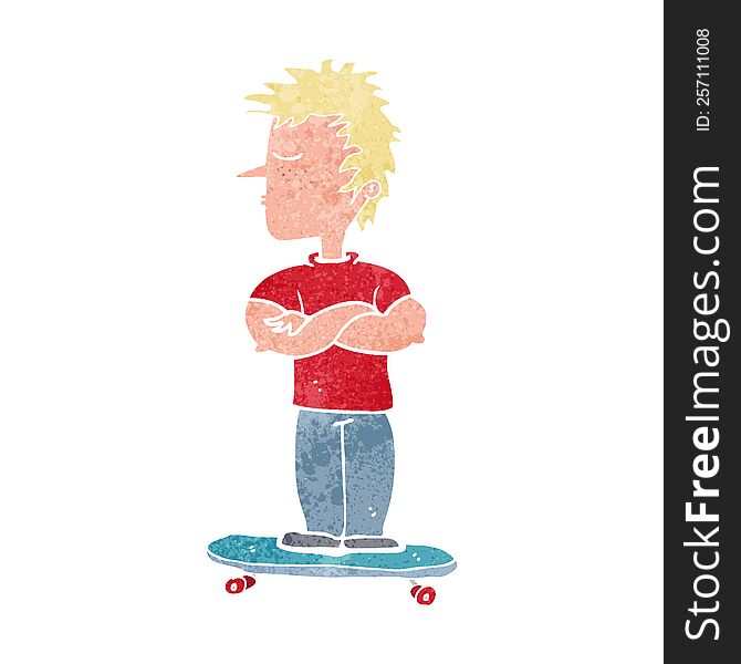 Cartoon Arrogant Boy On Skateboard