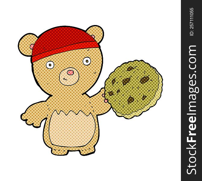 cartoon teddy bear with cookie