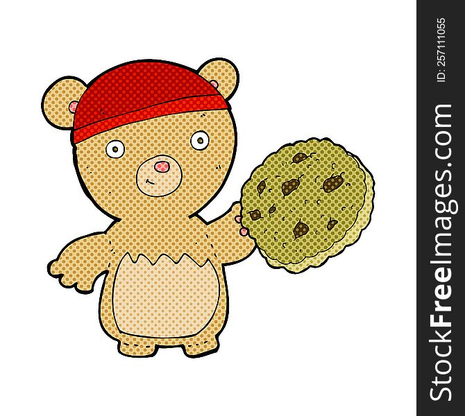 Cartoon Teddy Bear With Cookie