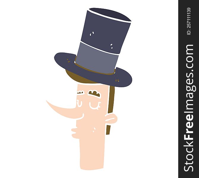 flat color style cartoon man wearing top hat