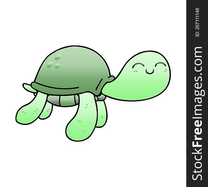 gradient shaded quirky cartoon turtle. gradient shaded quirky cartoon turtle