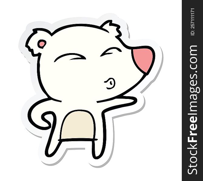 sticker of a cartoon explaining polar bear