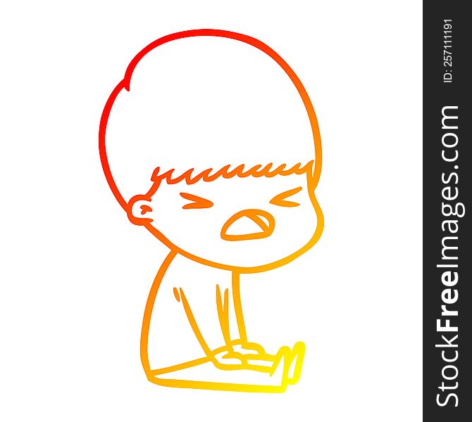 warm gradient line drawing of a cartoon stressed man