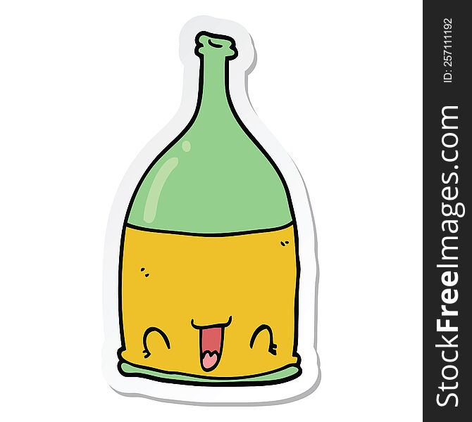 sticker of a cartoon wine bottle