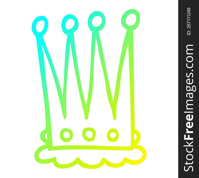 cold gradient line drawing of a cartoon crown