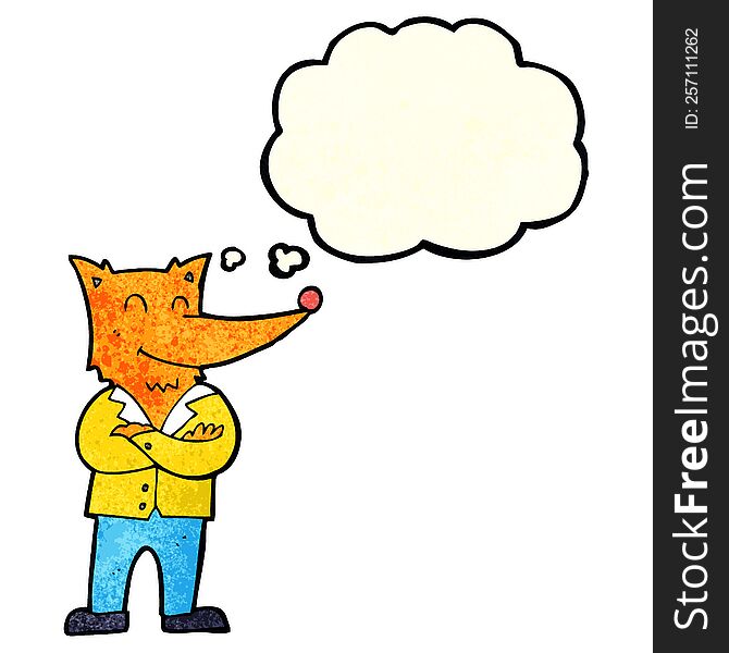 Cartoon Fox In Shirt With Thought Bubble