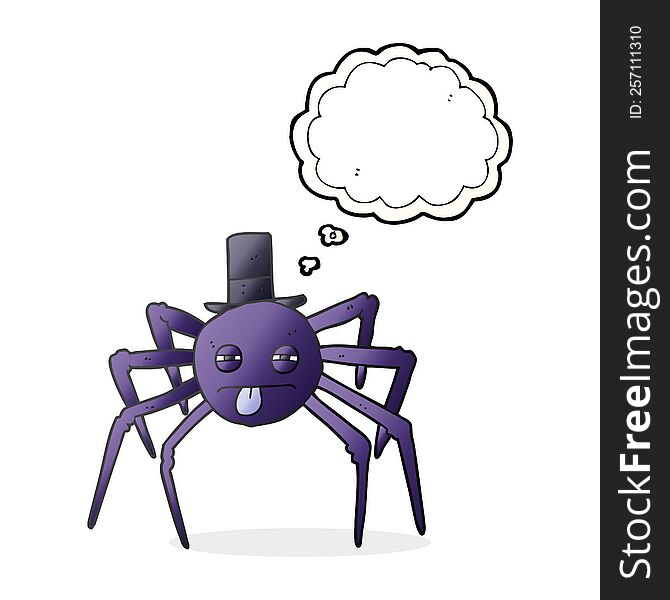 Thought Bubble Cartoon Halloween Spider In Top Hat