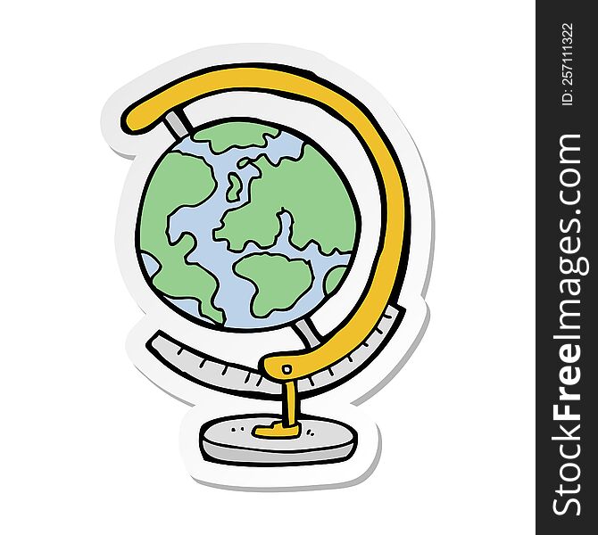 Sticker Of A Cartoon Globe