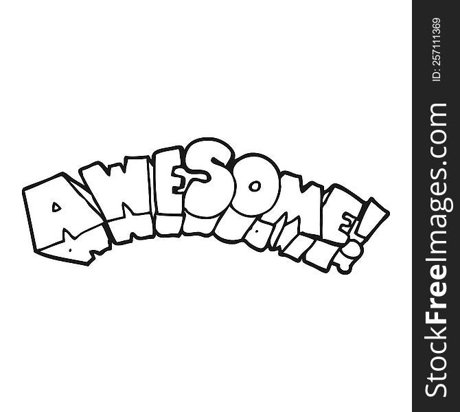 black and white cartoon word awesome