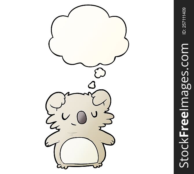 cartoon koala with thought bubble in smooth gradient style