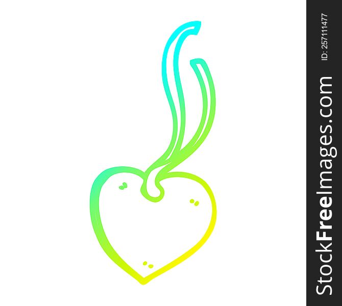 cold gradient line drawing of a cartoon heart tag