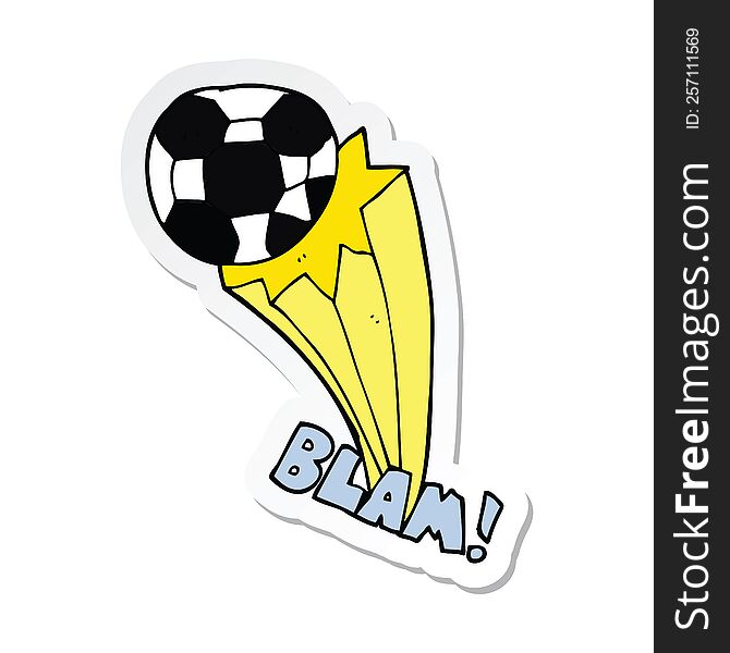 sticker of a cartoon kicked soccer ball