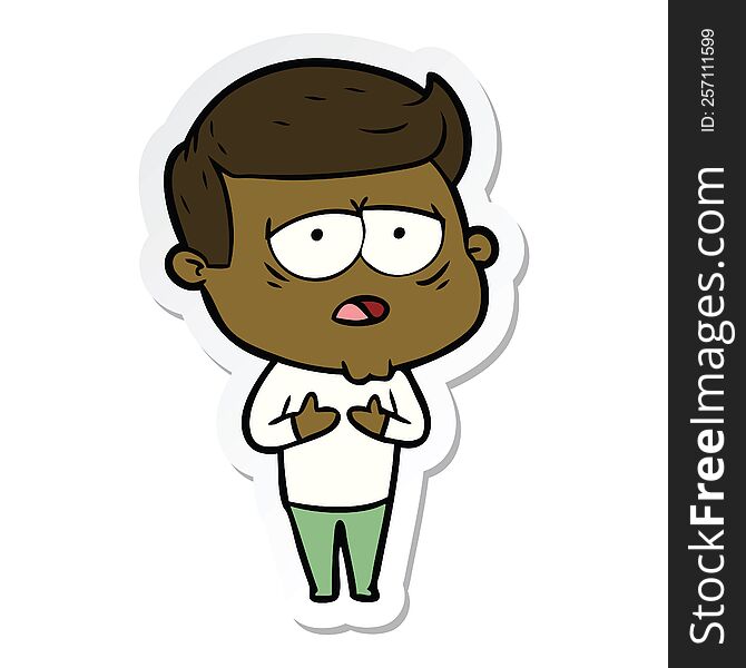 sticker of a cartoon tired man