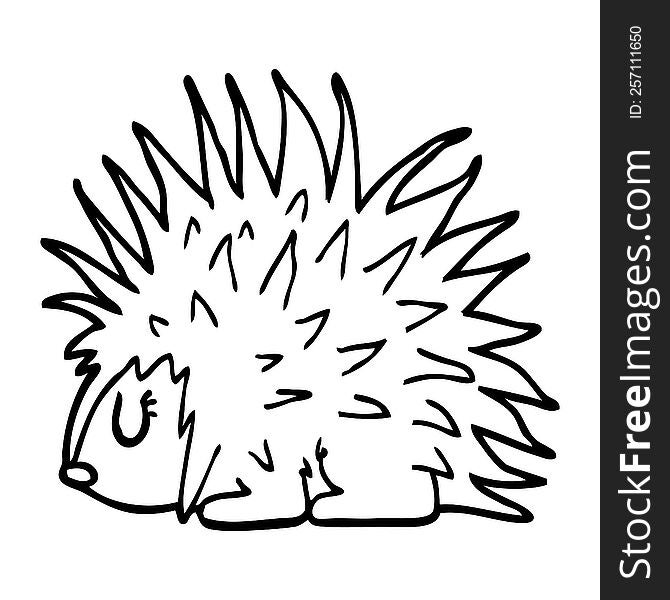 Line Drawing Cartoon Spiky Hedgehog