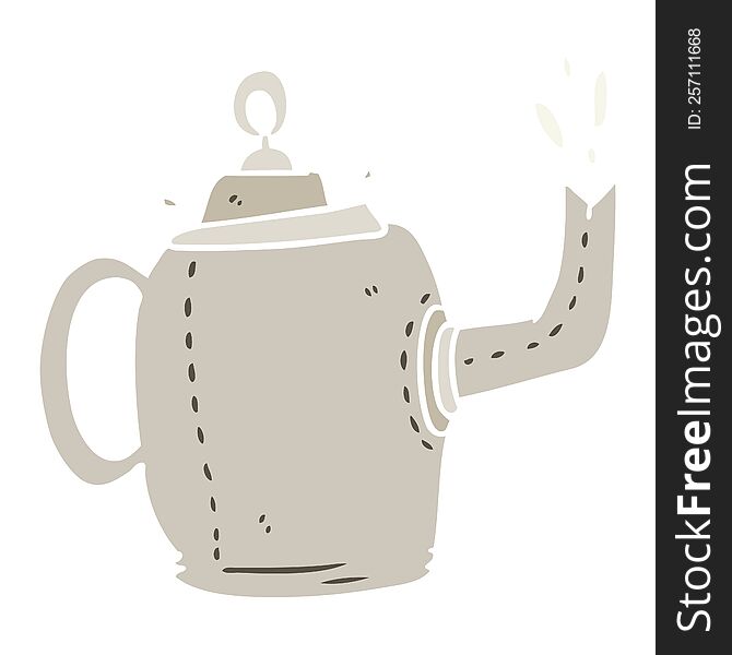 Flat Color Style Cartoon Old Metal Kettle