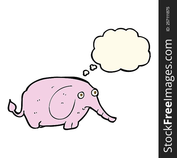 cartoon sad little elephant with thought bubble