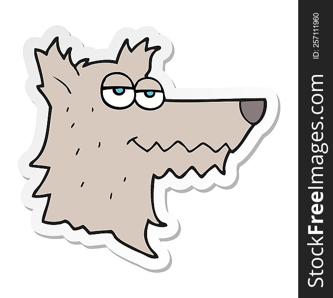 Sticker Of A Cartoon Wolf Head