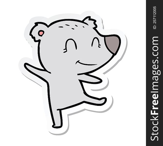 Sticker Of A Friendly Bear Dancing
