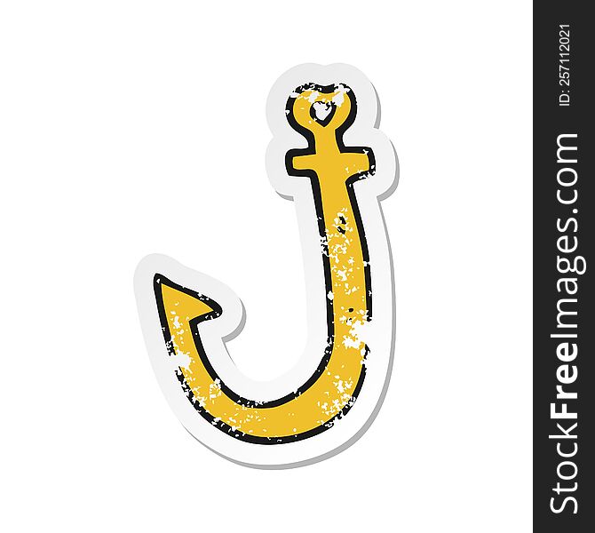 retro distressed sticker of a cartoon hook
