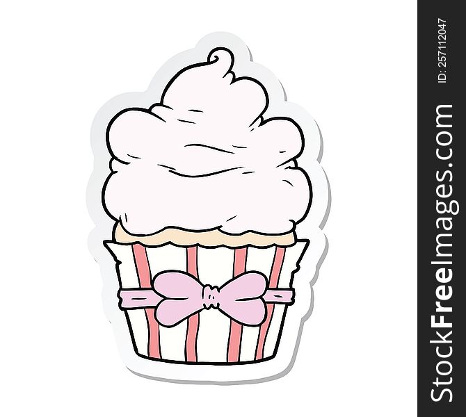 Sticker Of A Cartoon Fancy Cupcake