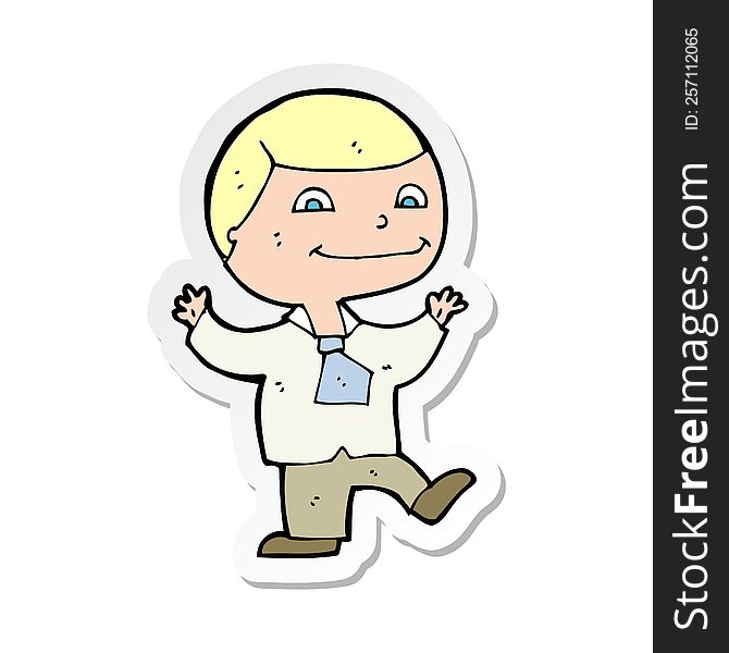 Sticker Of A Cartoon Happy Boy