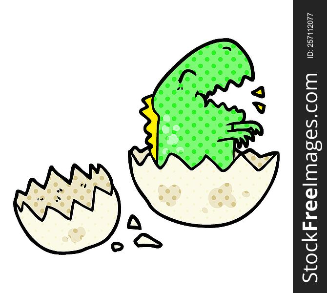 cartoon dinosaur hatching from egg. cartoon dinosaur hatching from egg