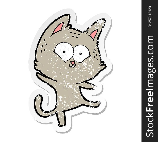 Distressed Sticker Of A Cartoon Cat Dancing