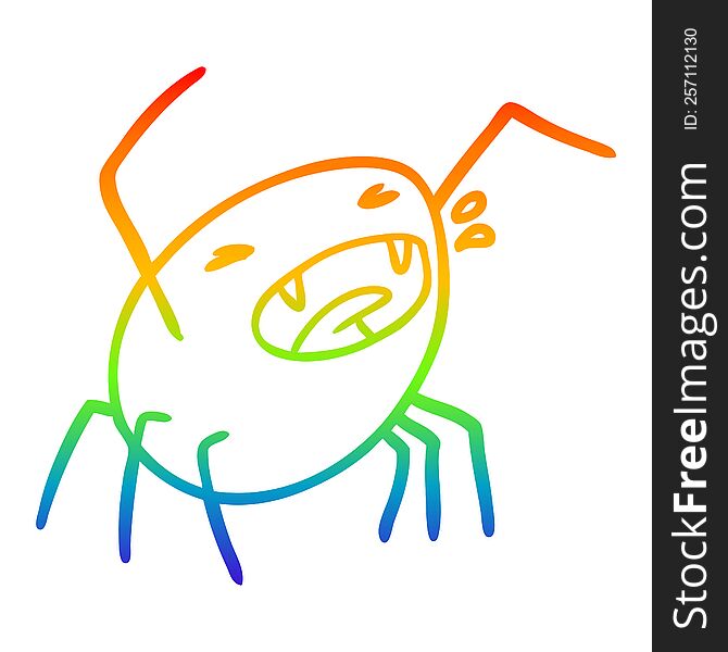 rainbow gradient line drawing of a halloween spider