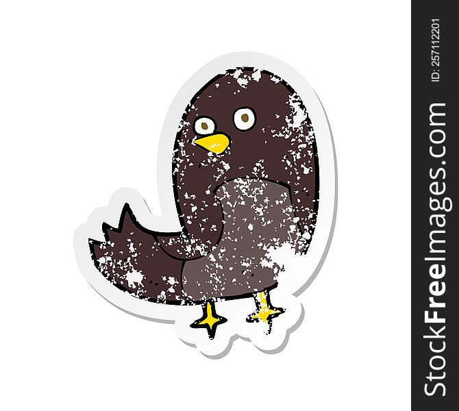 Retro Distressed Sticker Of A Cartoon Bird