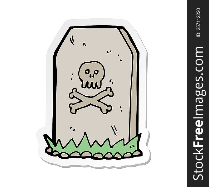 sticker of a cartoon spooky grave