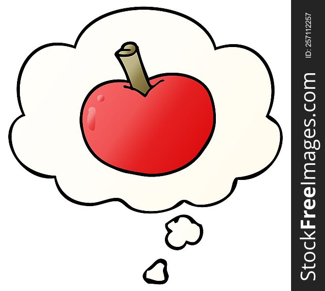 Cartoon Apple And Thought Bubble In Smooth Gradient Style