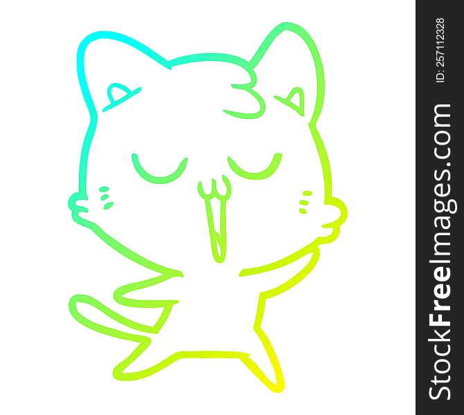 cold gradient line drawing cartoon cat singing