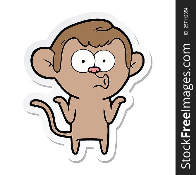 Sticker Of A Cartoon Confused Monkey
